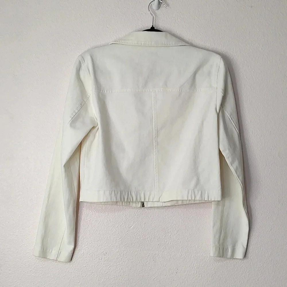 Lauren Lane/Sonoma White Wash Denim Crop Jacket Size S